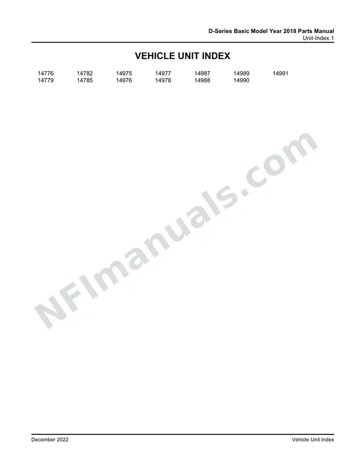 D-Series Basic Model Year 2018 Maintenance Manual, 2017 for Units 14776,14779,14782,14785,14975,14976,14977,14978,14987,14988,14989,14990,14991 first-page preview