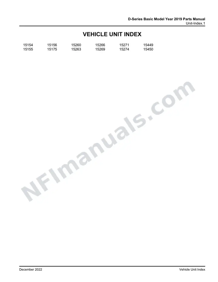 D-Series Basic Model Year 2019 Parts Manual, 2018 for Units 15154,15155,15156,15175,15260,15263,15266,15269,15271,15274,15449,15450 first-page preview