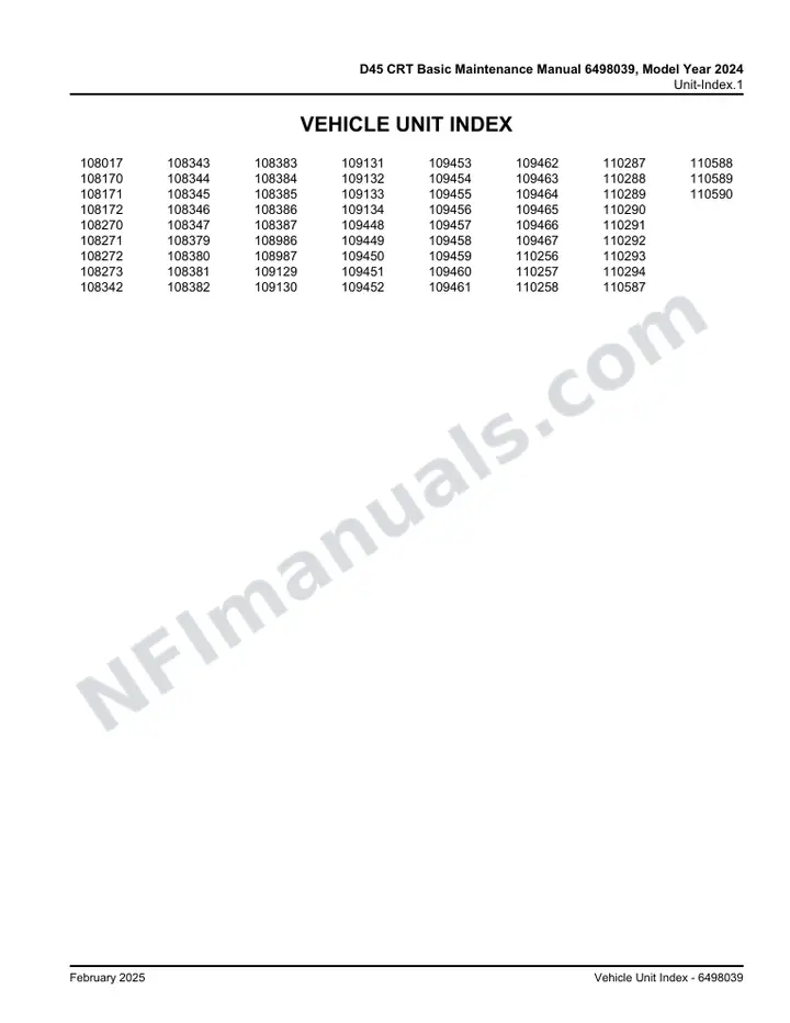 D45 CRT Basic Maintenance Manual 6498039, Model Year 2024 first-page preview