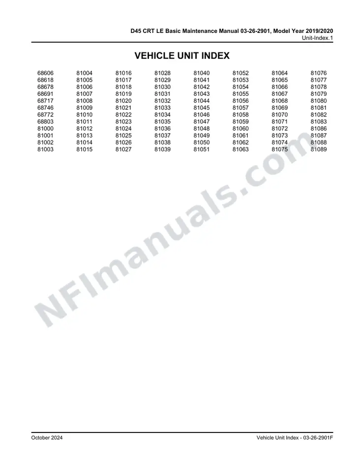 D45 CRT LE Basic Maintenance Manual 03-26-2901, Model Year 2019/2020 first-page preview