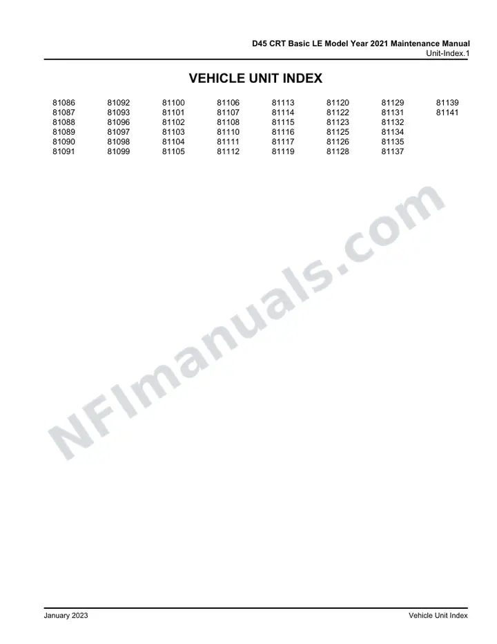 D45 CRT Basic LE Model Year 2021 Maintenance Manual, 2021 for Units 81086-81093,81096-81108,81110-81117,81119,81120,81122,81123,81125,81126,81128,81129,81131,81132,81134,81135,81137,81139,81141,16129,16325,16422 first-page preview