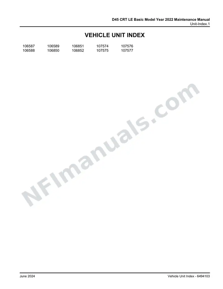 D45 CRT LE D45 CRT LE Basic Model Year 2022 Maintenance Manual, 2022 for Units 106587-106589, 106850-106852, 107574-107577 first-page preview