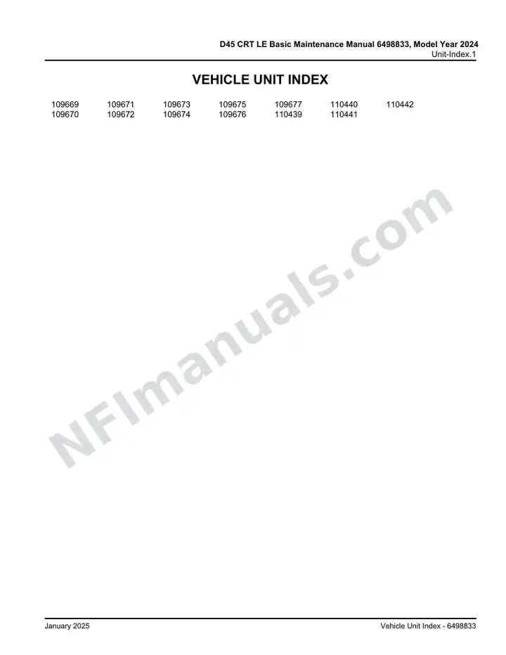 D45 CRT LE Basic Maintenance Manual 6498833, Model Year 2025 first-page preview