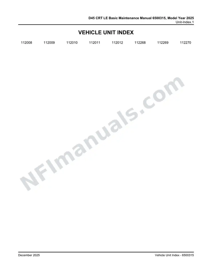 D45 CRT LE Basic Maintenance Manual 6500315, Model Year 2025 first-page preview