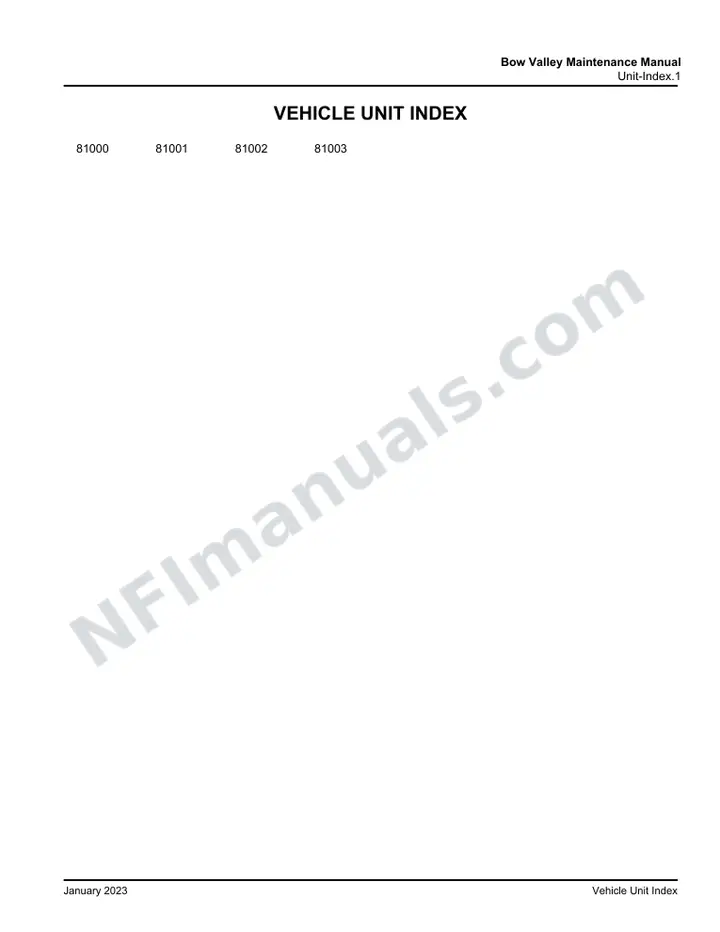 Bow Valley Maintenance Manual, 2019 for Units 81000-81003 first-page preview