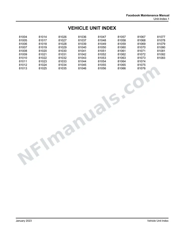 Facebook Maintenance Manual, 2020 for Units 81004-81014,81017-81037,81039-81083 first-page preview