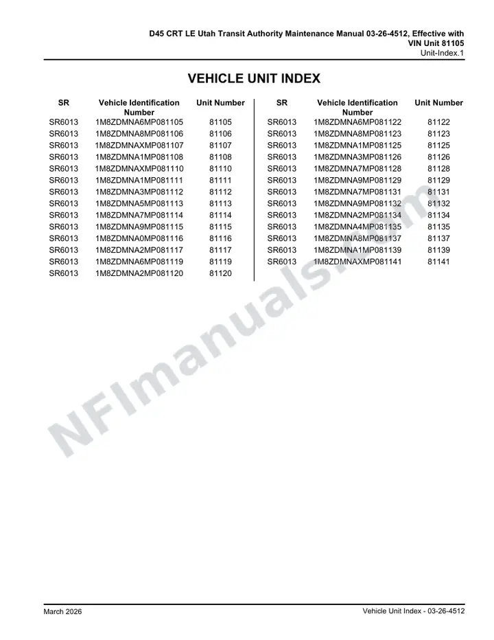 D45 CRT LE Utah Transit Authority SR6013 Maintenance Manual, 2021 for Units 081105-081108, 081110-081117, 081119-081120, 081122-081123, 081125-081126, 081128-081129, 081131-081132, 081134-081135, 081137, 081139, 081141 first-page preview
