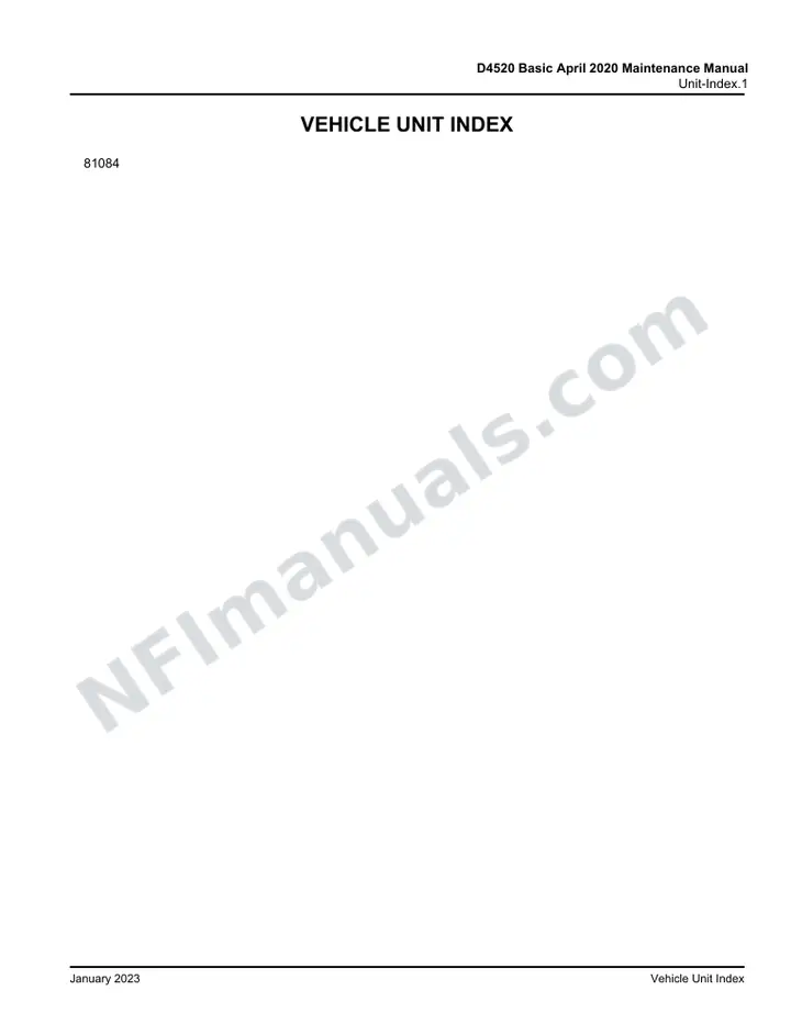 D4520 Basic April 2020 Maintenance Manual, 2020 for Unit 81084 first-page preview