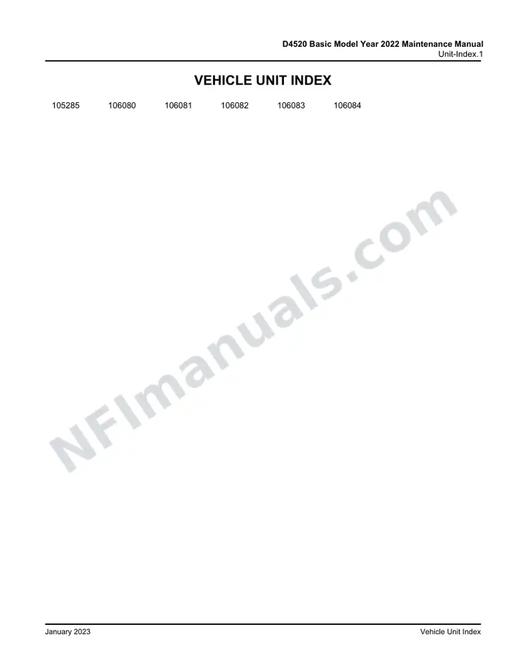 6488989 D4520 Basic Model Year 2022 Maintenance Manual, 2022 for Units 105285,106080,106081,106082,106083,106084 first-page preview