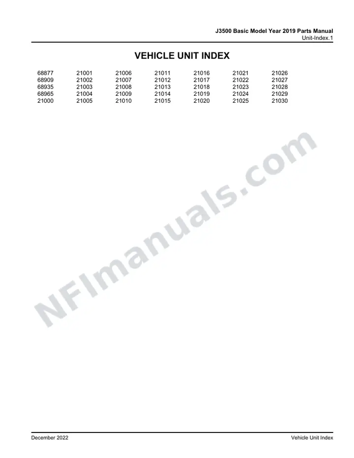 J3500 Basic Model Year 2019 Maintenance Manual, 2019 for Units 21000-21030,68877,68909,68935,68965 first-page preview