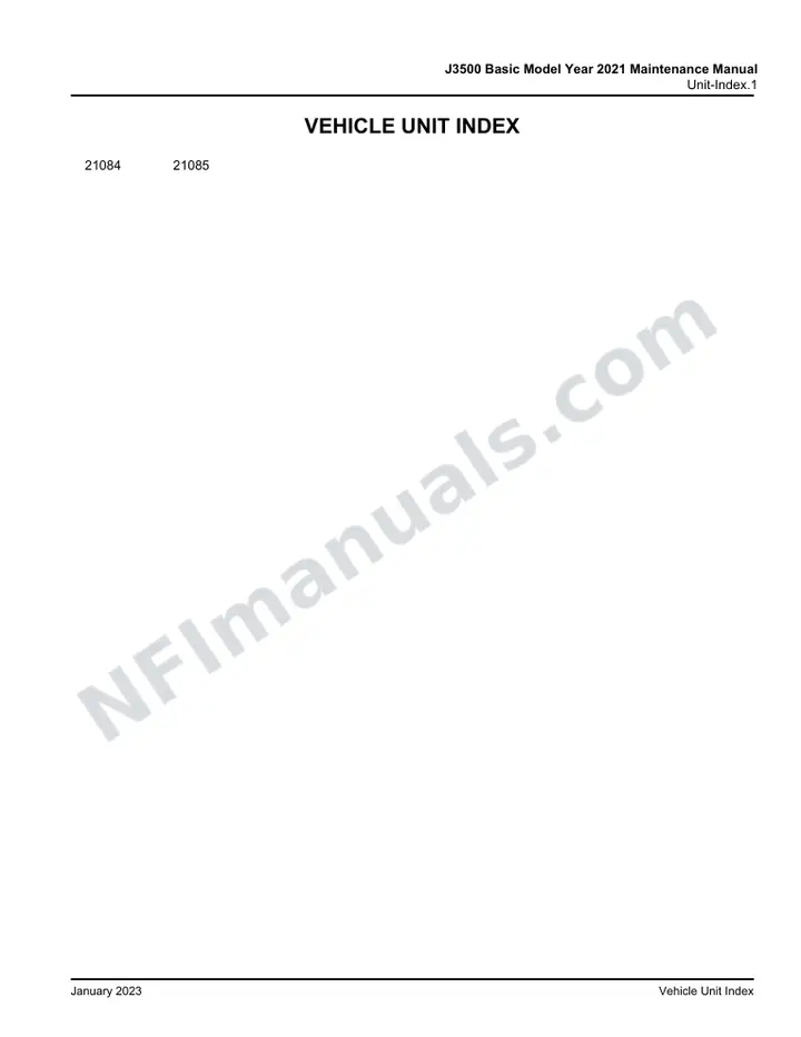 J3500 Basic Model Year 2021 Maintenance Manual, 2020 for Units 21084-21085 first-page preview