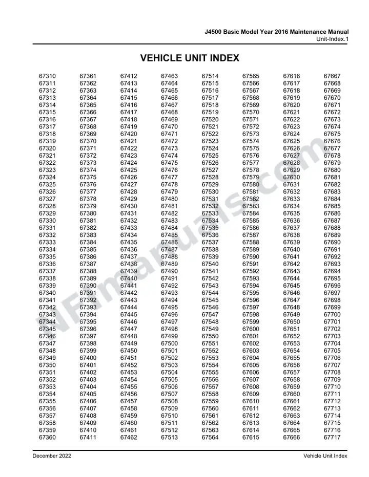 J4500 Basic Model Year 2016 Maintenance Manual, 2015 for Units 67310-67757 first-page preview