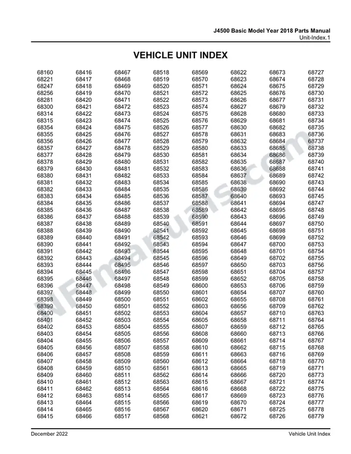 J4500 Basic Model Year 2018 Maintenance Manual, 2017 for Units 68160,68221,68247,68256,68281,68300,68314,68315,68354,68355,68356,68357,68377-68605,68607-68617,68619-68677,68679-68690,68692-68716,68718-68745,68747-68771,68773-68802,68804-68875,68878-68908,68910-68934,68936-68961,68963-68964,68966-68982,68988,69009,69011-69030 first-page preview