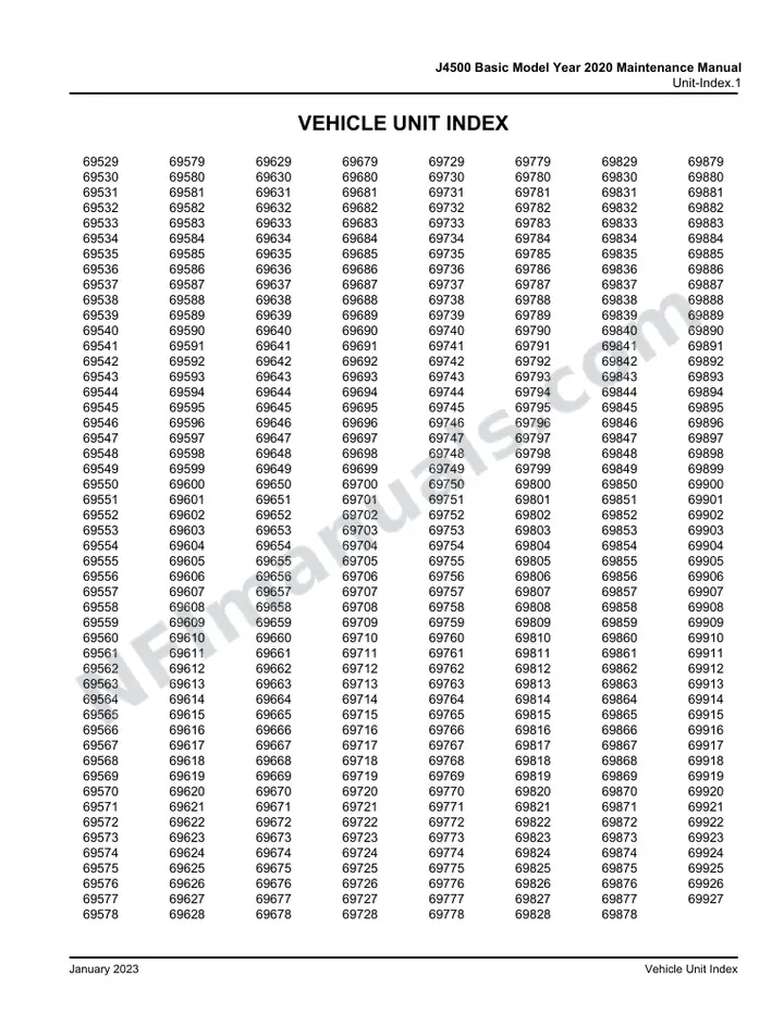 J4500 Basic Model Year 2020 Maintenance Manual, 2020 for Units 69529-69927 first-page preview