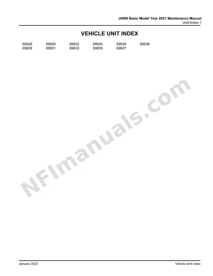 J4500 Basic Model Year 2021 Maintenance Manual, 2020 for Units 69928-69938 first-page preview