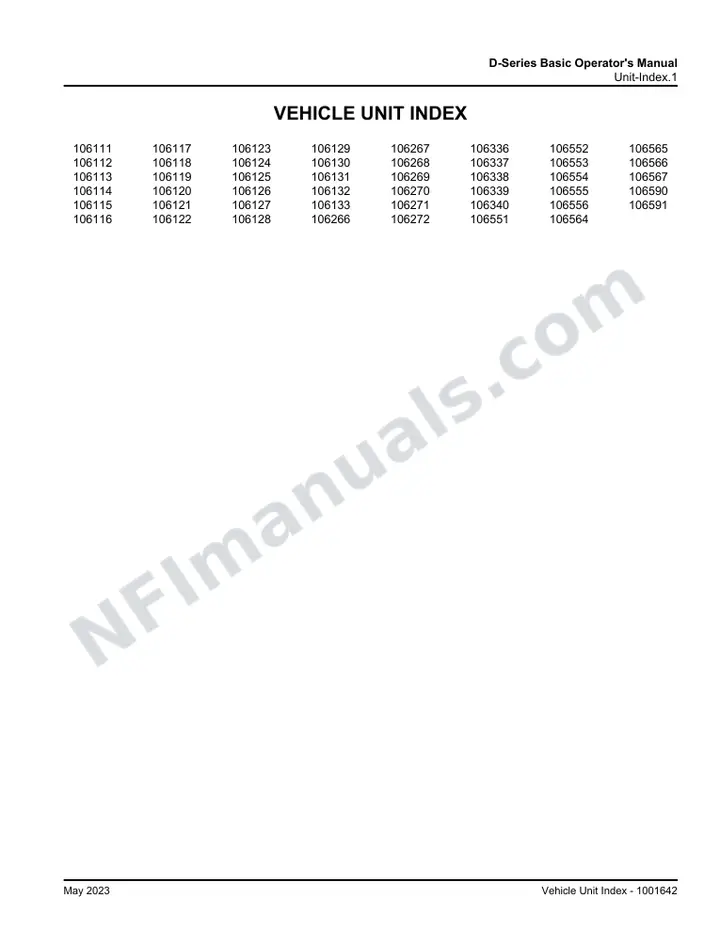 D-Series Basic Operator's Manual, 2022 for Units 106111, 106133, 106266-106272, 106336-106340, 106551-106556, 106564-106567, 106590, 106591 first-page preview
