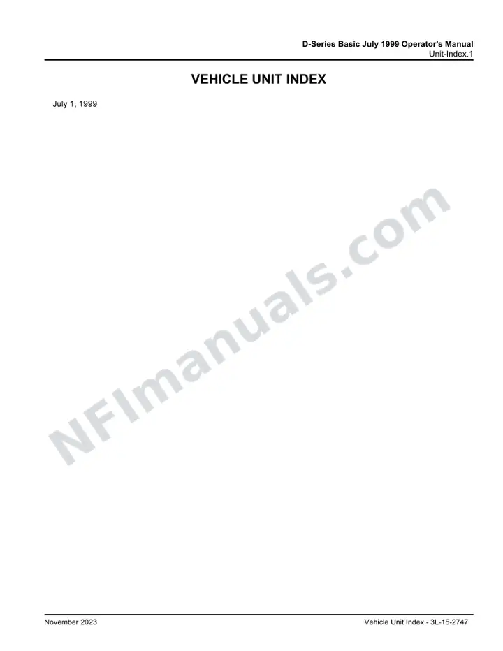 D-Series Basic July 1999 Operator's Manual, 1999 for Unit first-page preview