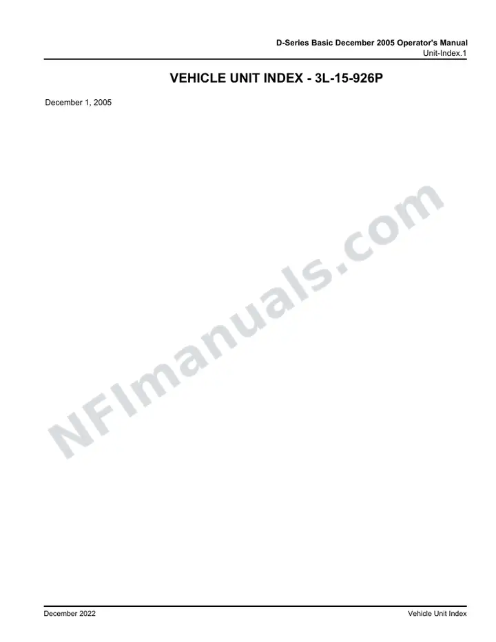 D-Series Basic December 2005 Operator's Manual, 2005 for Unit first-page preview