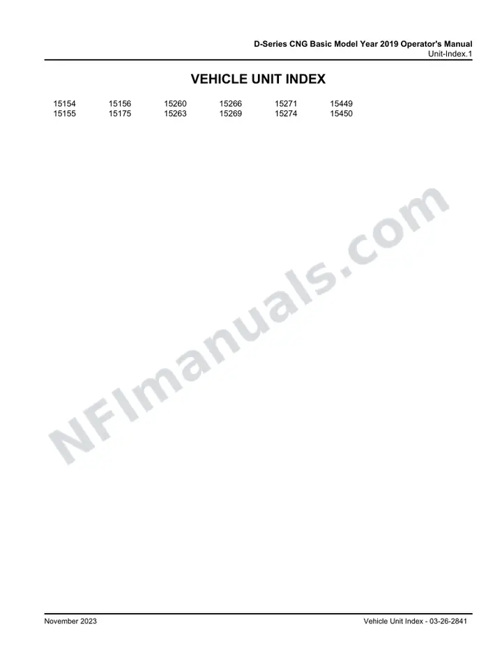D-Series CNG Basic Model Year 2019 Operator's Manual, 2018 for Units 15154-15175,15260,15263,15266,15269,15271,15274,15449,15450, first-page preview