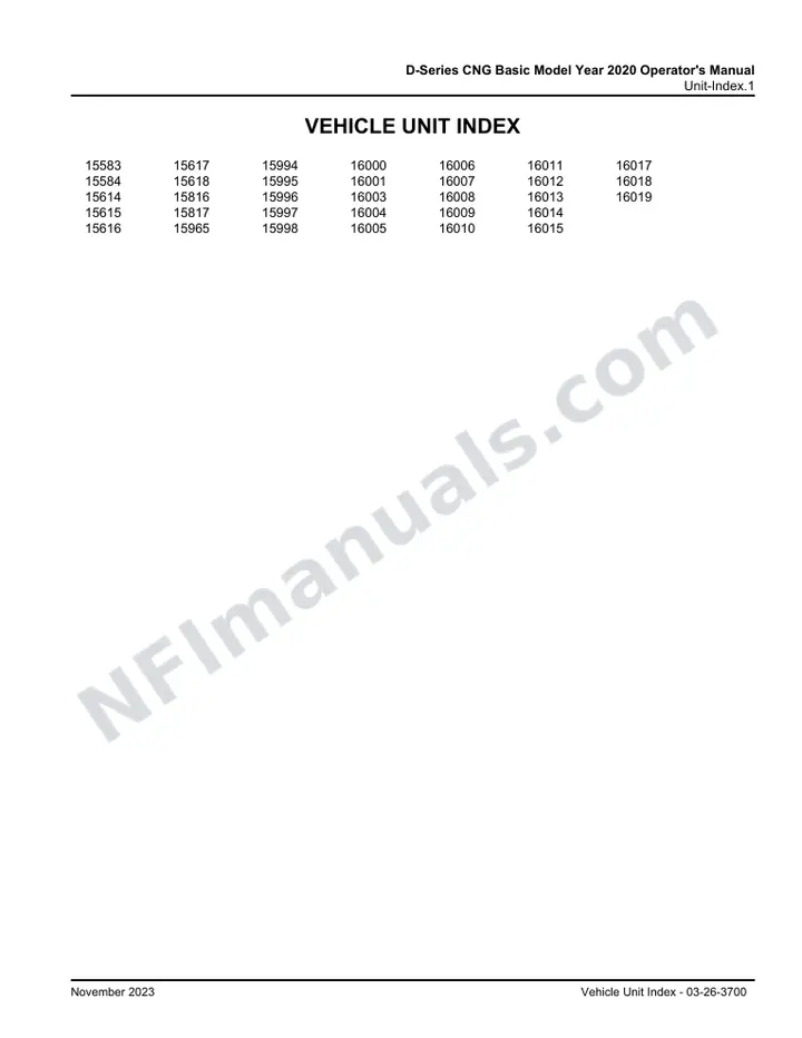 D-Series CNG Basic Model Year 2020 Operator's Manual, 2019 for Units 15583,15584,15614-15618,15816,15817,15965,15994-15998,16000-16015,16017-16019 first-page preview