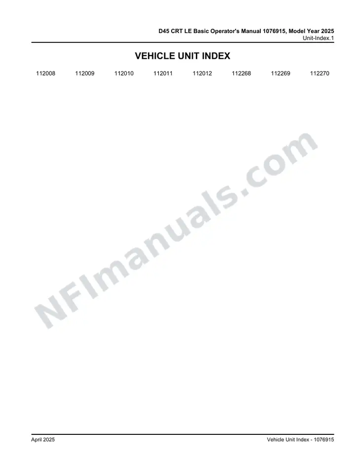 D45 CRT LE Basic Operator's Manual 1076915, Model Year 2025 first-page preview
