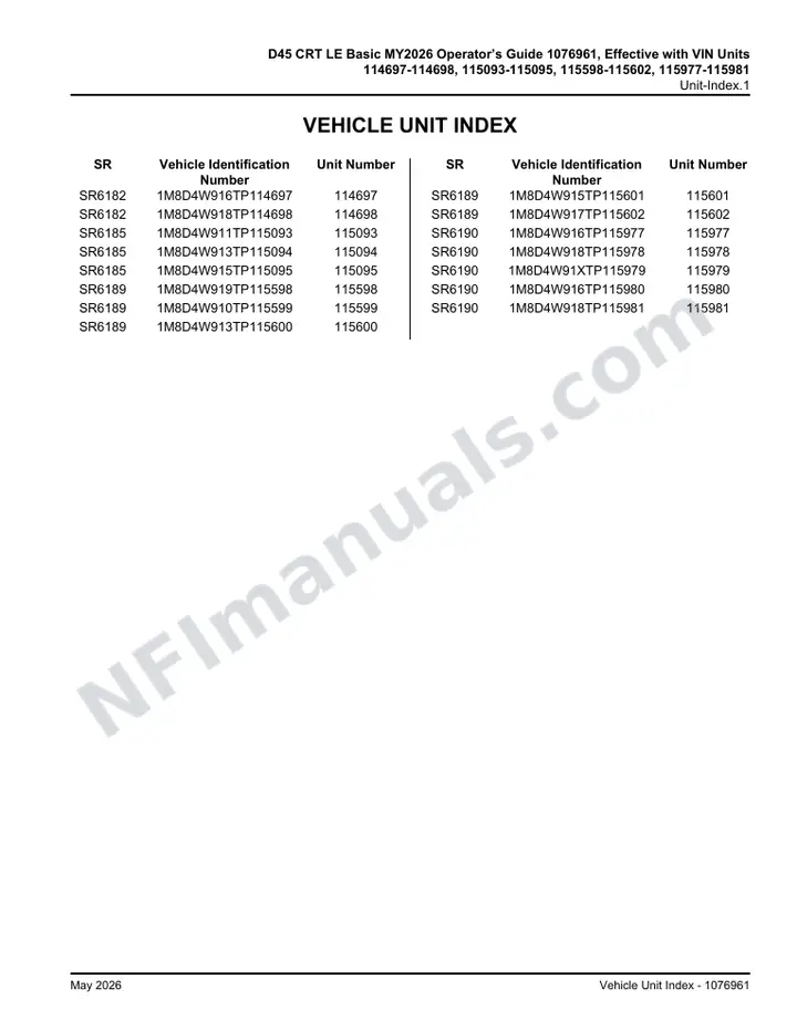 D45 CRT LE Basic MY2026 Operator’s Guide 1076961, Effective with VIN Units 114697-114698, 115093-115095, 115598-115602, 115977-115981 first-page preview