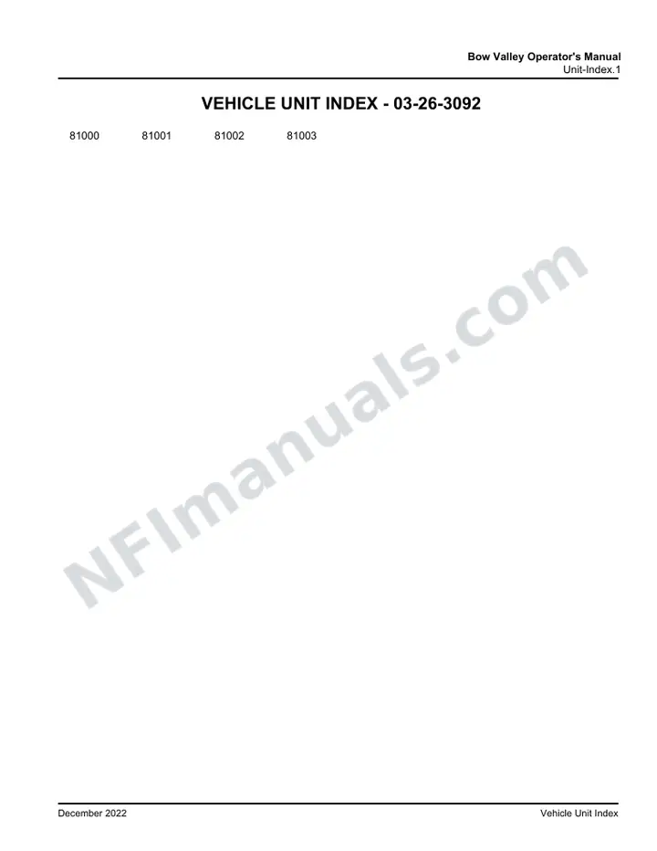 Bow Valley Operator's Manual, 2019 for Units 81000-81003 first-page preview