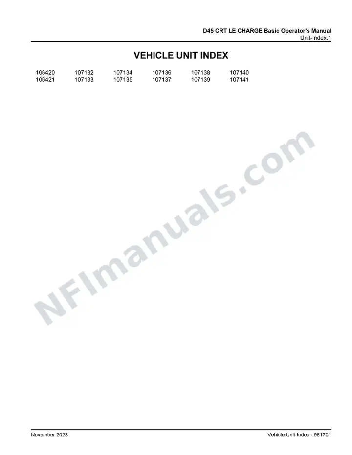 D45 CRT LE CHARGE Basic Basic Operator's Manual, 44866 for Units 106420, 106421, 107132-10741 first-page preview