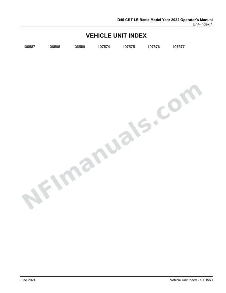 D45 CRT LE D45 CRT LE Basic Model Year 2022 Operator's Manual, 2022 for Units 106587-106589, 106850-106852, 107574-107577 first-page preview