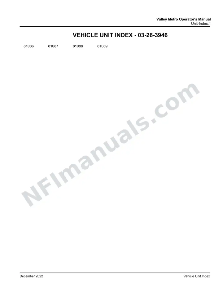 Valley Metro Operator's Manual, 2020 for Units 81086-81089 first-page preview