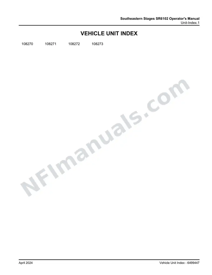 D45 CRT Southeastern Stages SR6102 Operator's Manual, 2024 for Units 108270-108273 first-page preview
