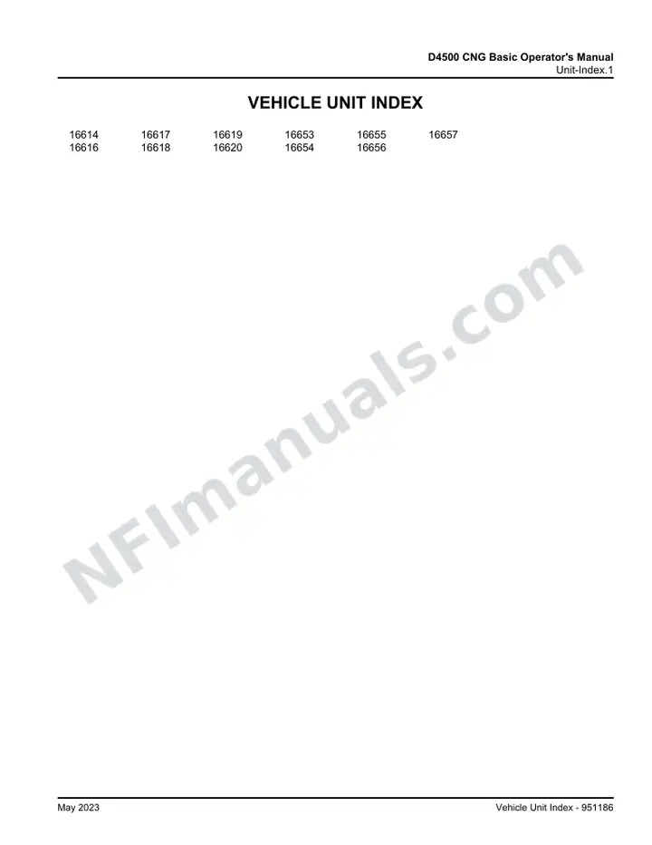 D4500 CNG Basic Operator's Manual, 2022 for Units 16614, 16616 -16620, 16653-16657, Model Year 2023 first-page preview