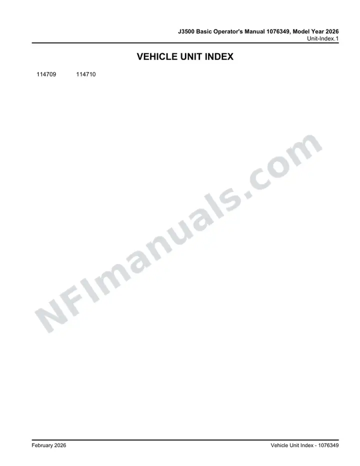 J3500 Basic Operator's Manual 1076349, Model Year 2026 first-page preview