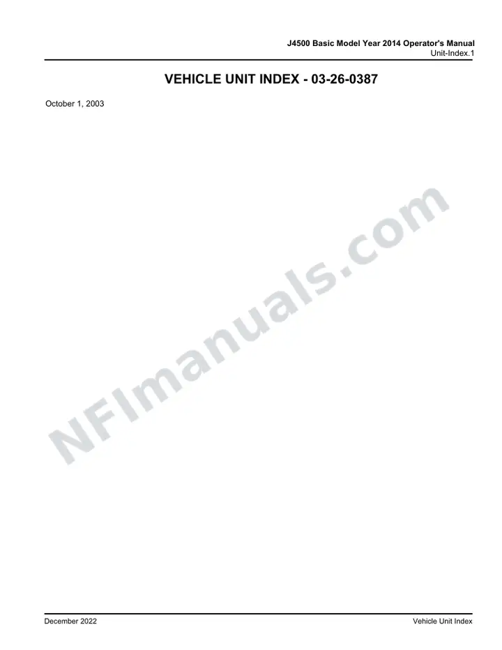J4500 Basic Model Year 2014 Operator's Manual, 2013 for Unit first-page preview