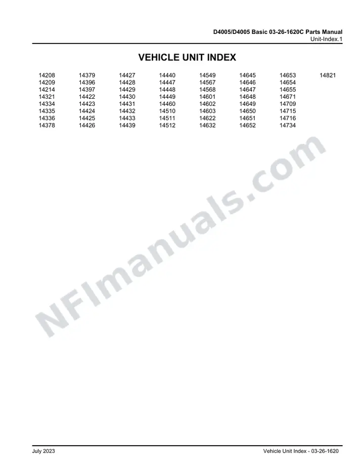 D4005/D4005 Basic 03-26-1620C Parts Manual, 2016 for Units 14197-14824 first-page preview