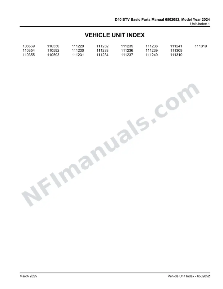 D40ISTV Basic Parts Manual 6502052, Model Year 2024 first-page preview