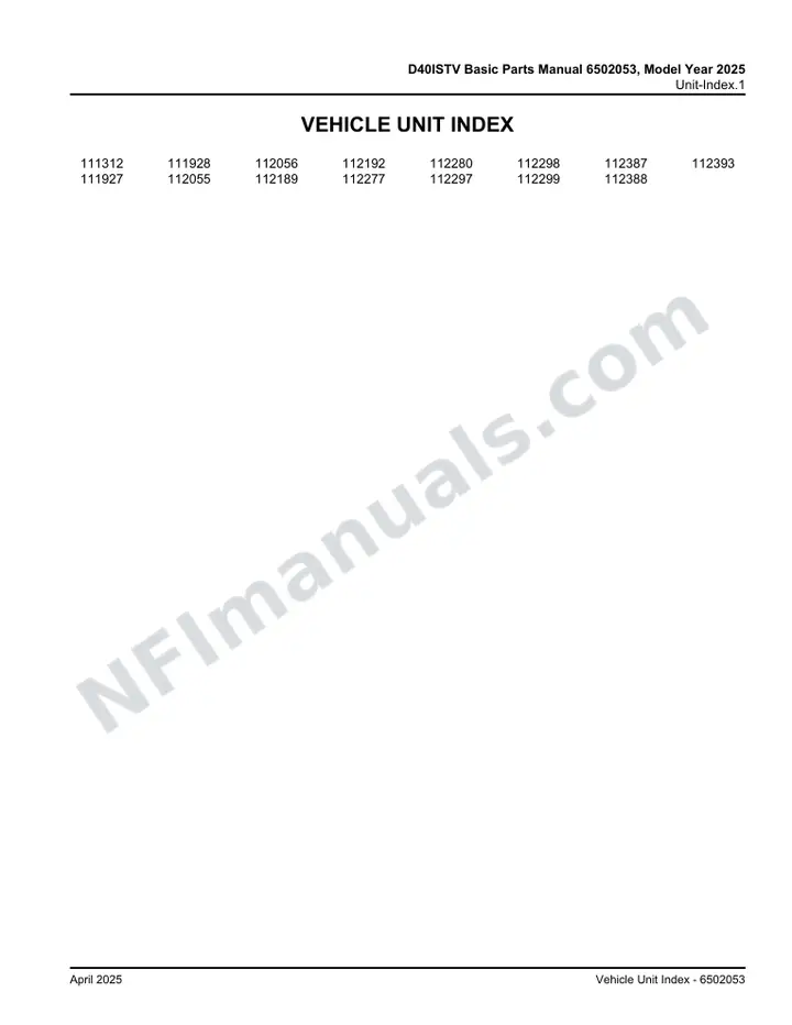 D40ISTV Basic Parts Manual 6502053, Model Year 2025 first-page preview