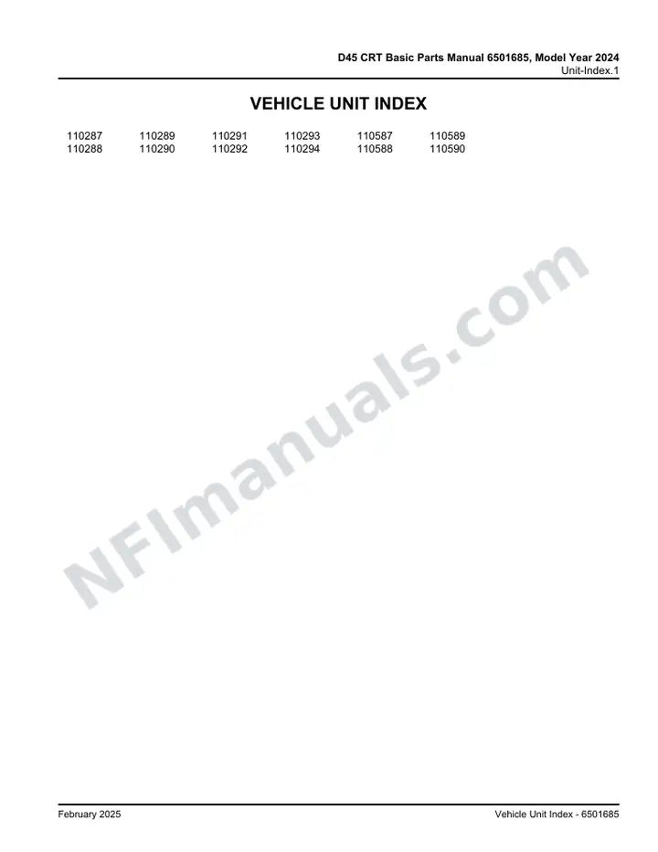 D45 CRT Basic Parts Manual 6501685, Model Year 2024 first-page preview