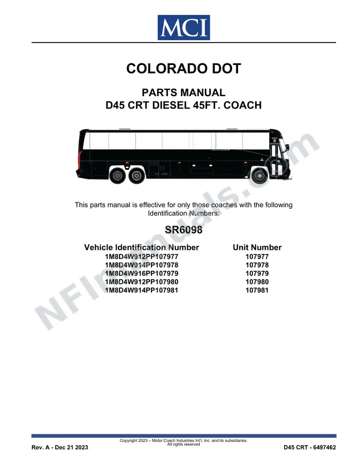 SR6098 Parts Manual, Colorado DOT first-page preview