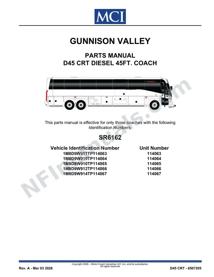 SR6162 Parts Manual, Gunnison Valley first-page preview