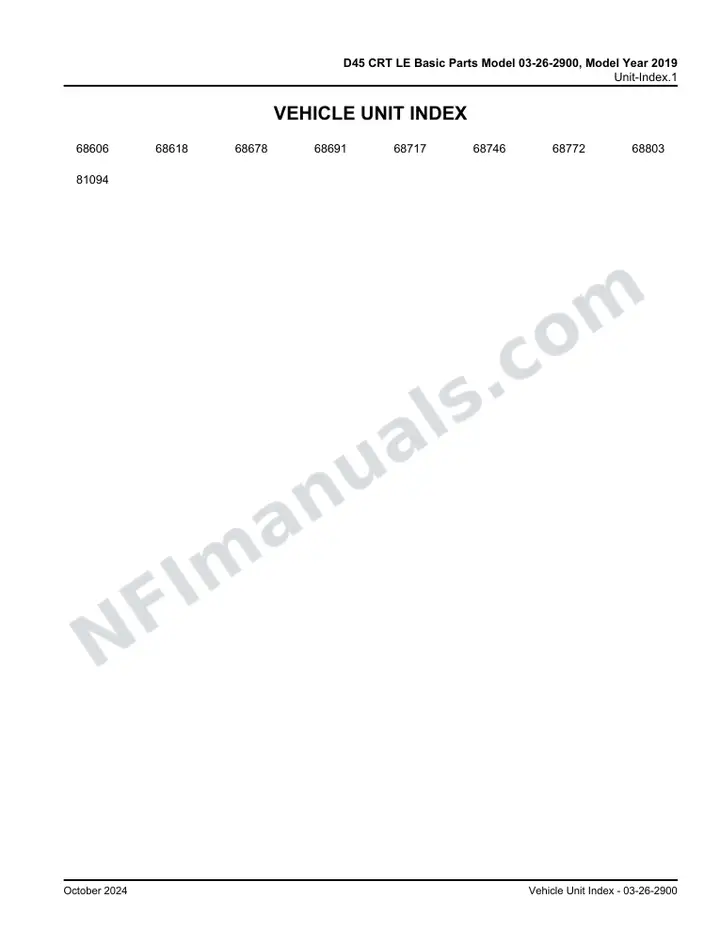 D45 CRT LE Basic Parts Model 03-26-2900, Model Year 2019 , 2019 for Unit 81000 first-page preview