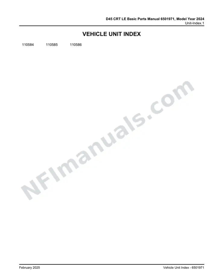 D45 CRT LE Basic Parts Manual 6501971, Model Year 2024 first-page preview