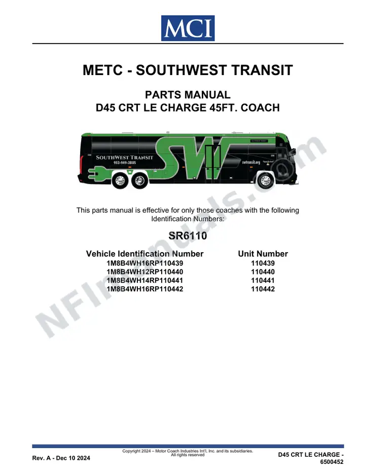 SR6110 Parts Manual, METC - Southwest Transit first-page preview