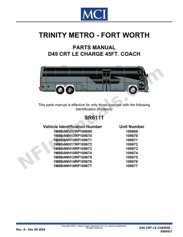 SR6111 Parts Manual, Trinity Metro - Fort Worth first-page preview