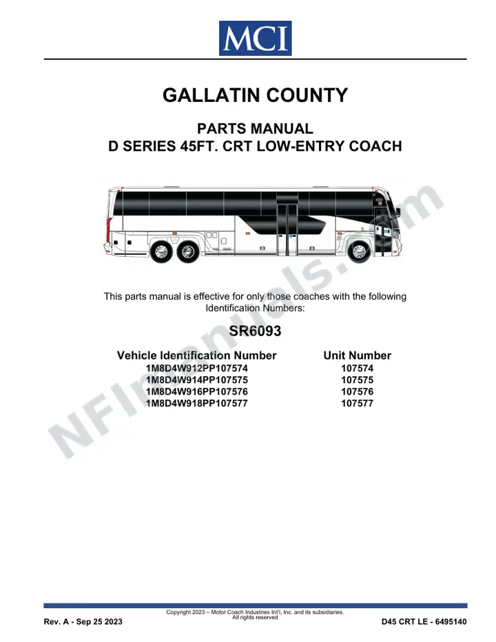 SR6093 Parts Manual, Gallatin County first-page preview