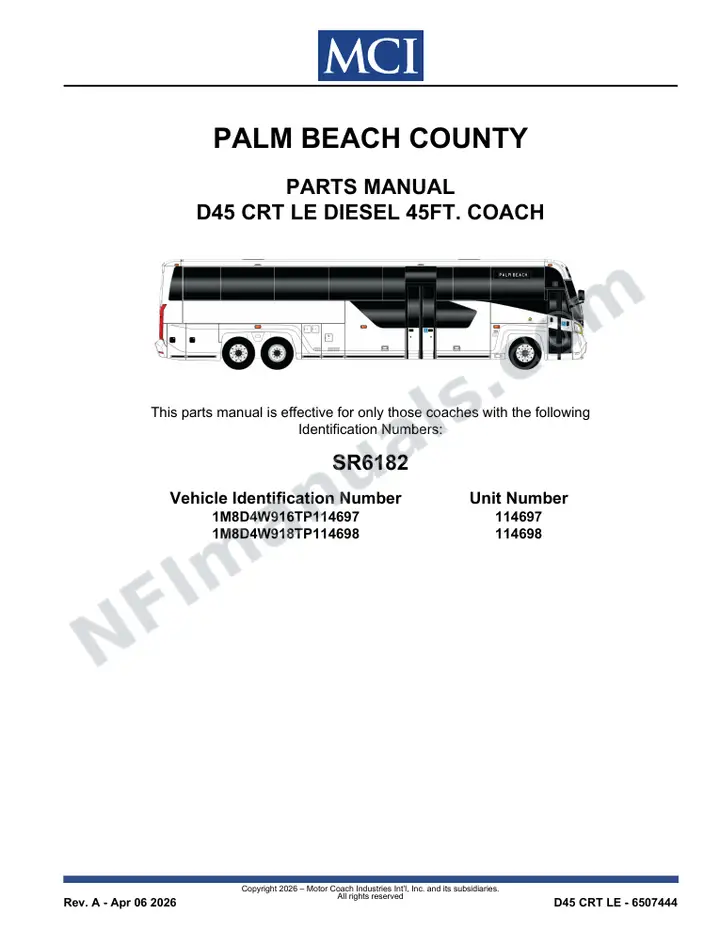 SR6182 Parts Manual, Palm Beach County first-page preview