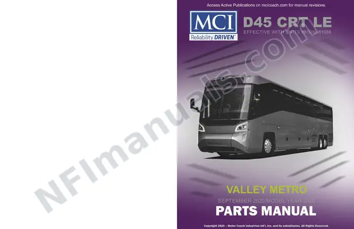 D45 CRT LE Valley Metro, 03-26-3944 Parts Manual, 2020 for Units 081086-081089 first-page preview