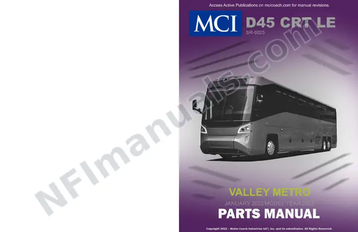 D45 CRT LE D45 CRT LE Valley Metro, SR6025 Parts Manual, 2022 for Units 083068-083087 first-page preview