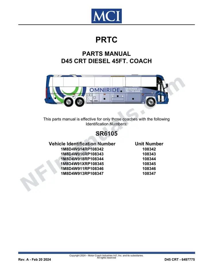 SR6105 Parts Manual, PRTC first-page preview