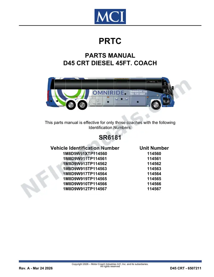 SR6181 Parts Manual, PRTC first-page preview